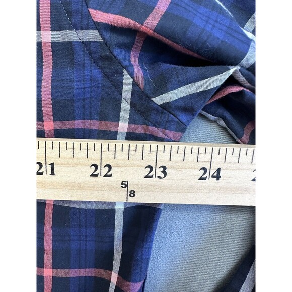 Fairlane Sons Plaid Blue Button Front Men's XL Shirt Plaid Reg Fit Wrinkle Free - Picture 8 of 9